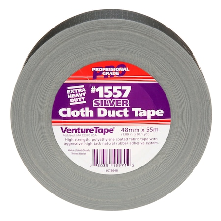 3M VentureTape Premium Cloth Duct Tape, 2 IN x 60 Yards, Silver, 1557 7100043944